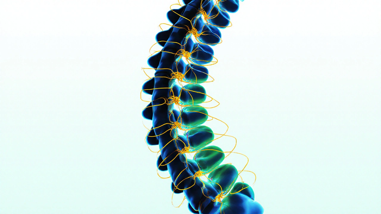 Koncepční znázornění páteře, která se uvolňuje a obnovuje pohyblivost.