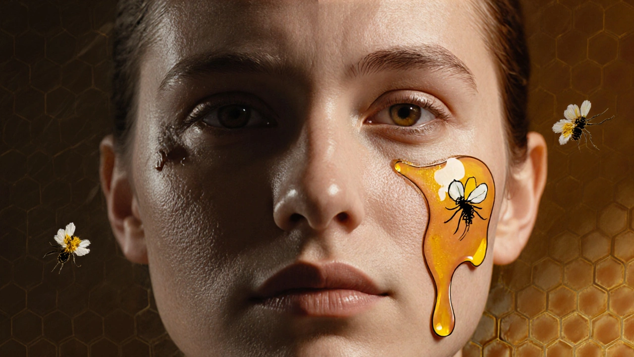 Porovnání matné a zářivé pokožky po medové masáži.