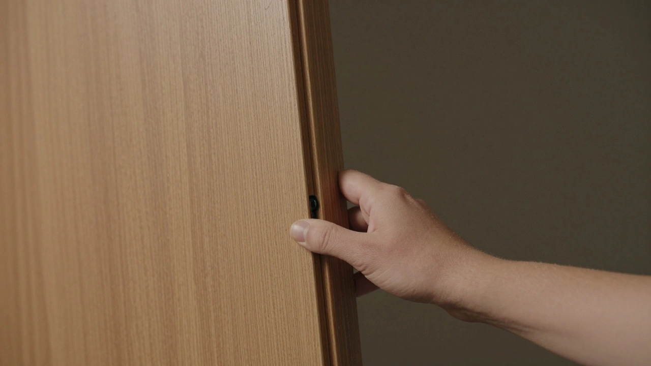 Zakousnuté dveře, které se pomalu opravují jemným tlakem.