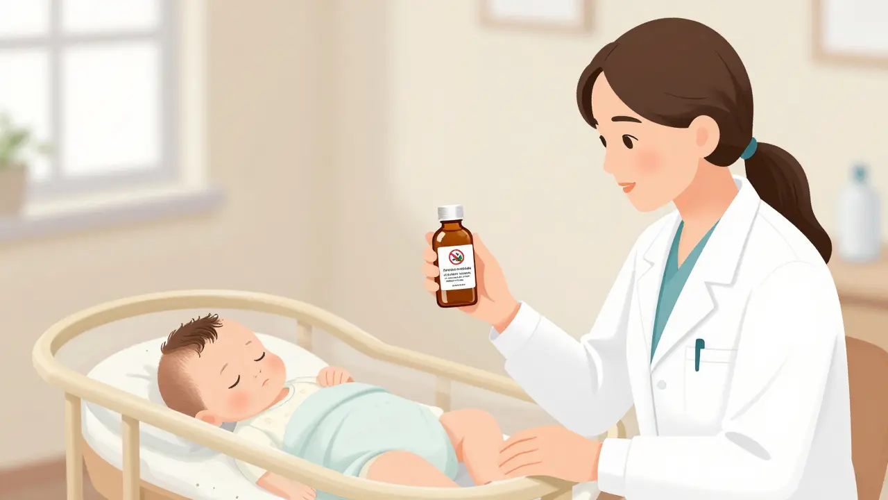 Pediatr vysvětluje rodičům bezpečný způsob používání kmínového odvaru pro miminko.