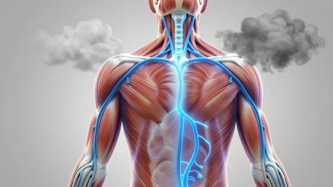 Ilustrace zlepšeného prokrvení a odstraňování toxinů z masa