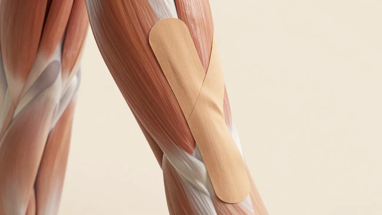 Anatomicky správně tvarovaný tejp na lýtku